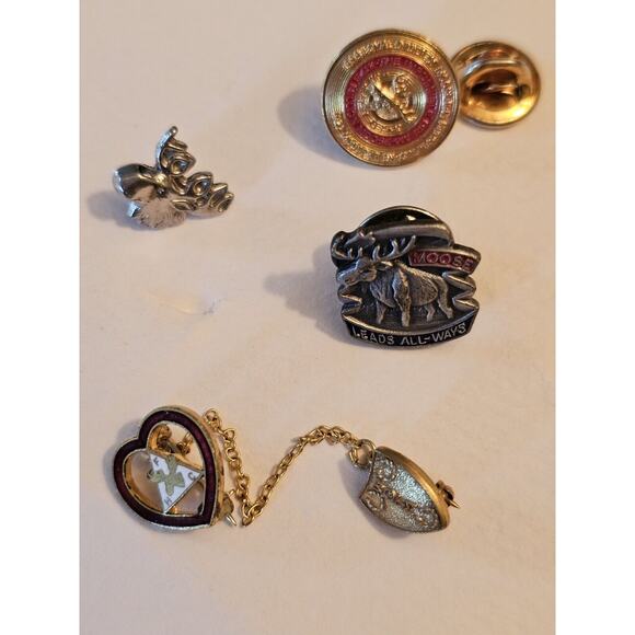 Moose Lodge Lot Of Four Lapel Pins / Awards One Is Sterling - Picture 1 of 9